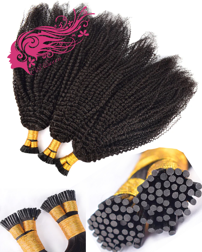 Raw Kinky Curly I Tip Hair Extensions 100% Real Human Hair 100g